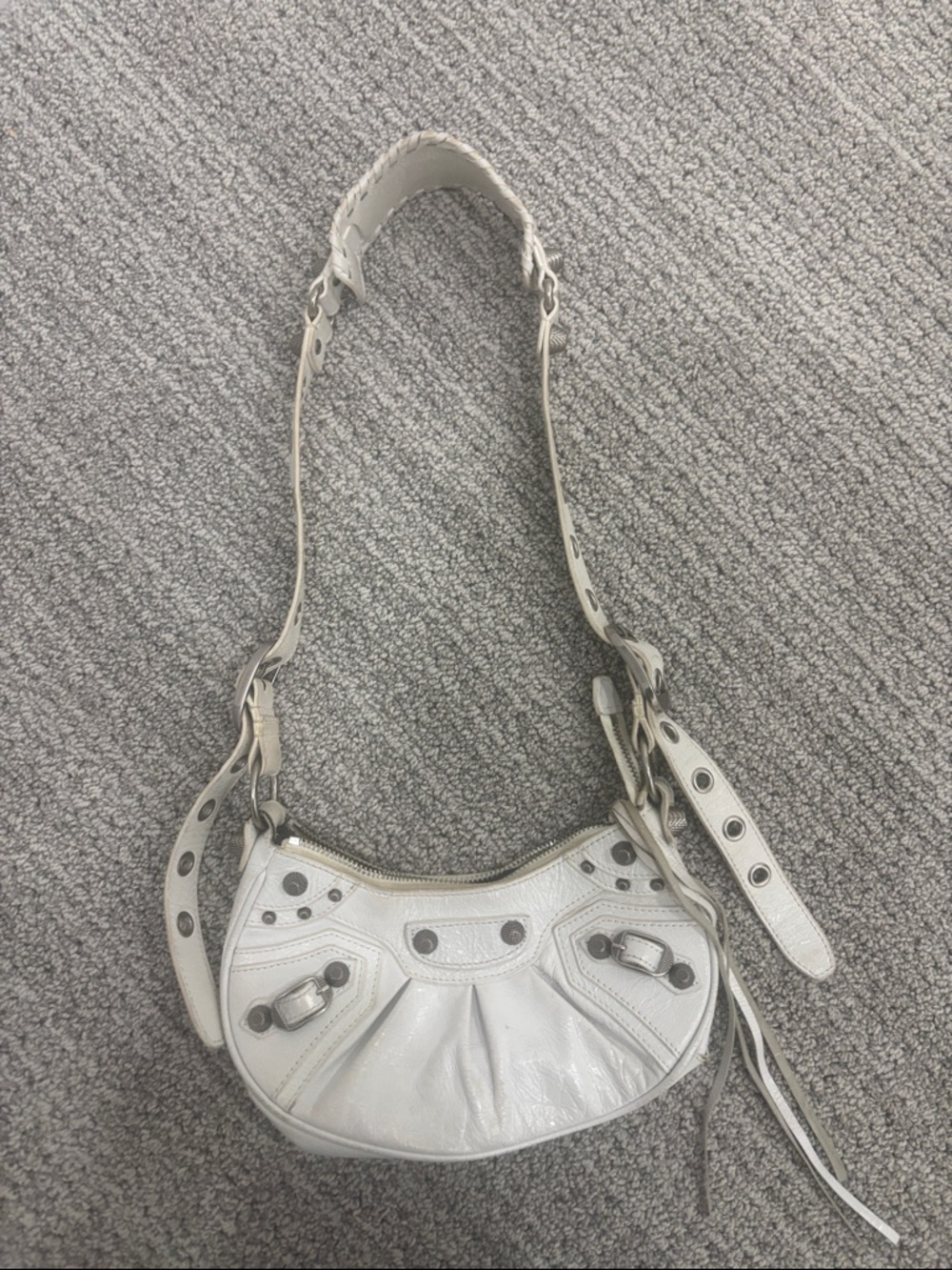 White Leather Shoulder Bag - Women